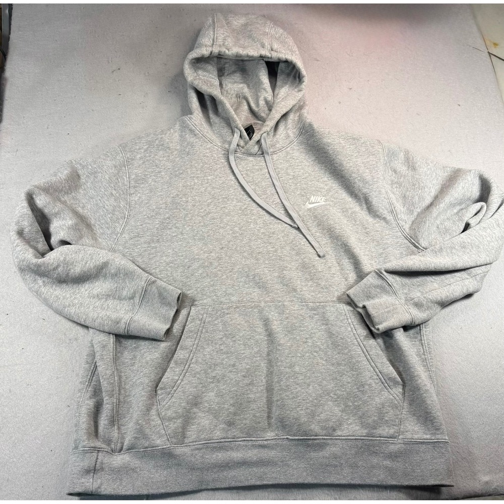 Nike Sportswear Club Fleece Pullover Hoodie Heather Grey Mens Large BV2654-063